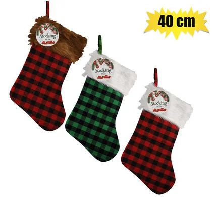 Xmas Decorations Xmas stocking tartan 40cm