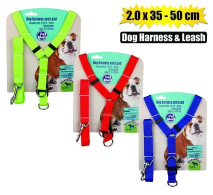 Pet dog harness + lead 2.0×35-50cm