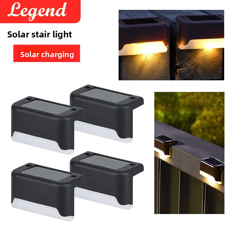 Solar-powered step lights, outdoor fence lights