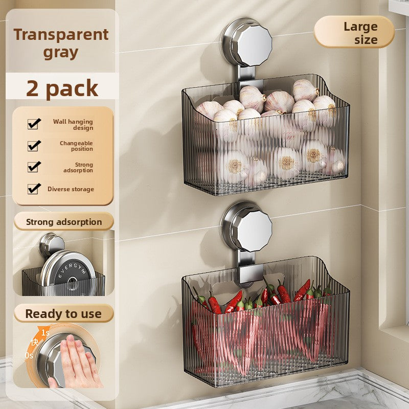 Suction cup wall-mounted storage rack