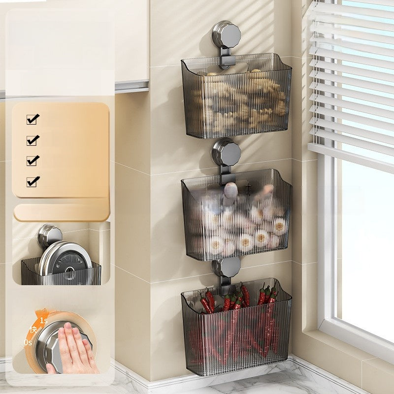 Suction cup wall-mounted storage rack