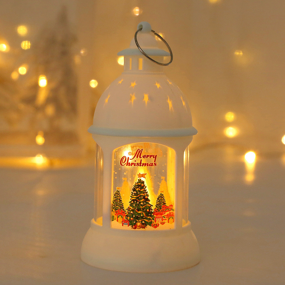 Christmas Decorative Cylinder Wind Light with Santa Snowman Designs