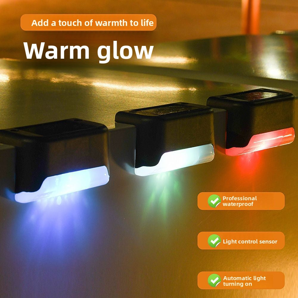 Solar-powered step lights, outdoor fence lights