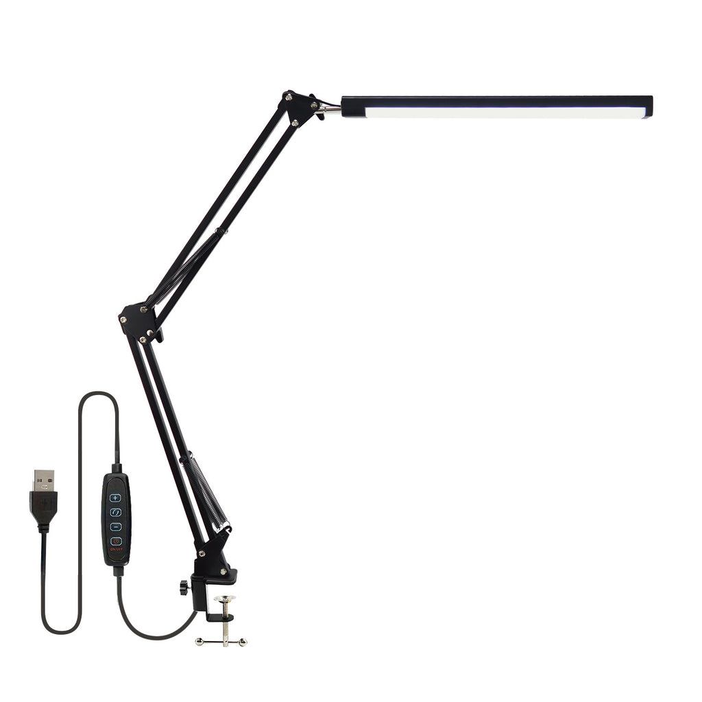 Long-arm clip double-head folding desk lamp