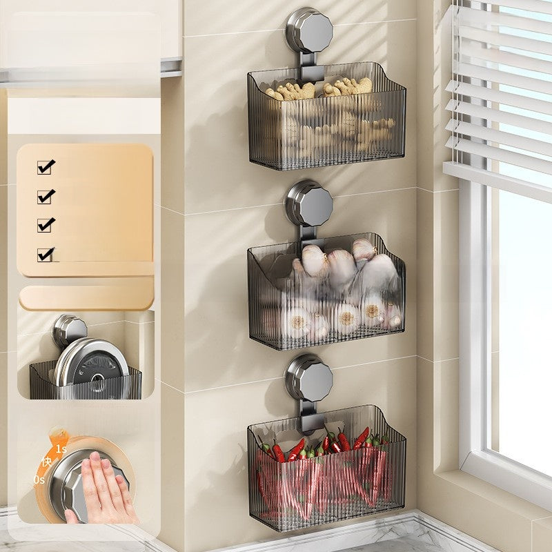 Suction cup wall-mounted storage rack