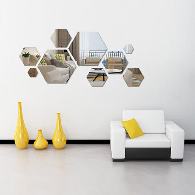 Hexagonal Acrylic Mirror Wall Sticker
