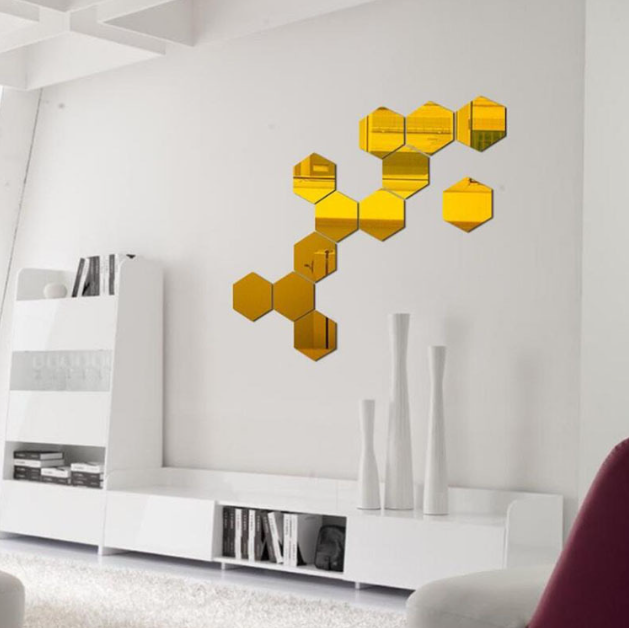 Hexagonal Acrylic Mirror Wall Sticker