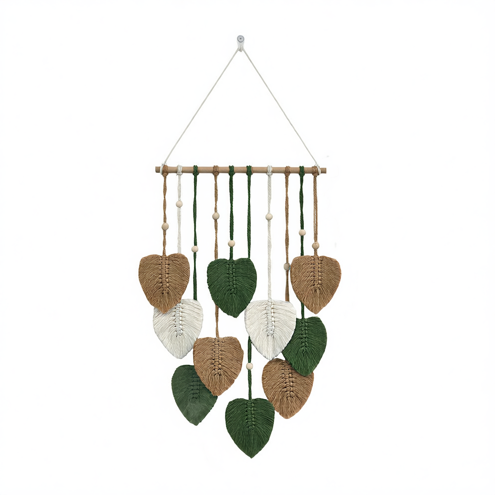 Handwoven Bohemian Leaf Tapestry Wall Hanging