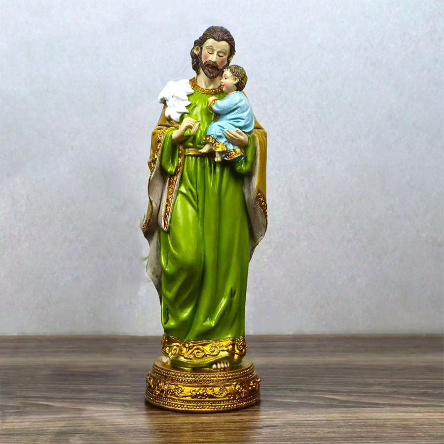 Handmade Resin Saint Joseph Statue with Baby Jesus