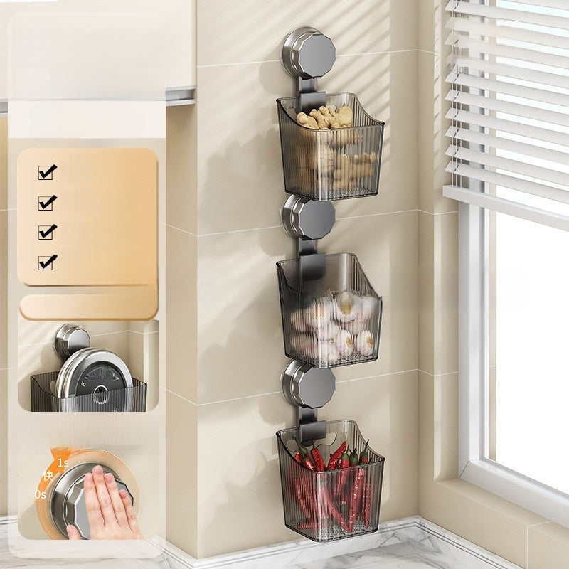 Suction cup wall-mounted storage rack