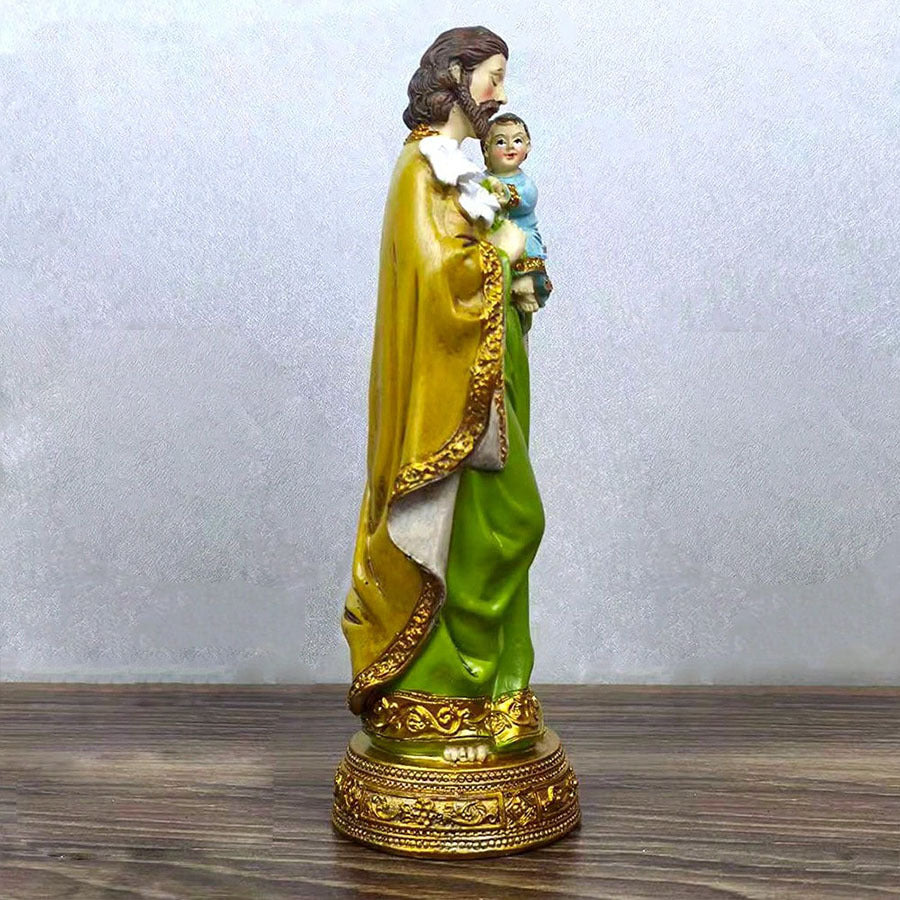 Handmade Resin Saint Joseph Statue with Baby Jesus