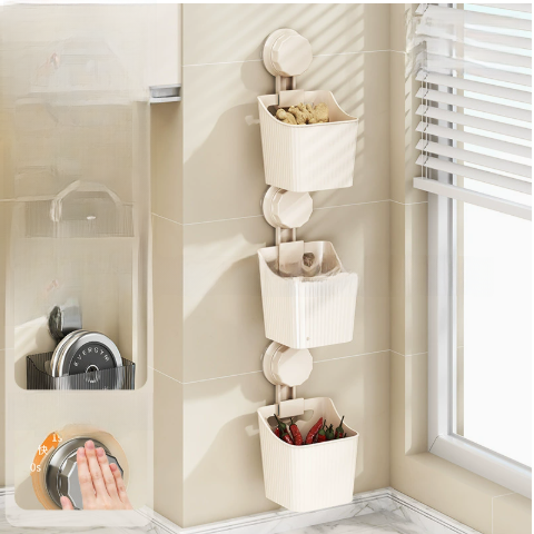 Suction cup wall-mounted storage rack