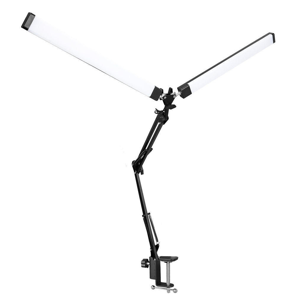 Long-arm clip double-head folding desk lamp
