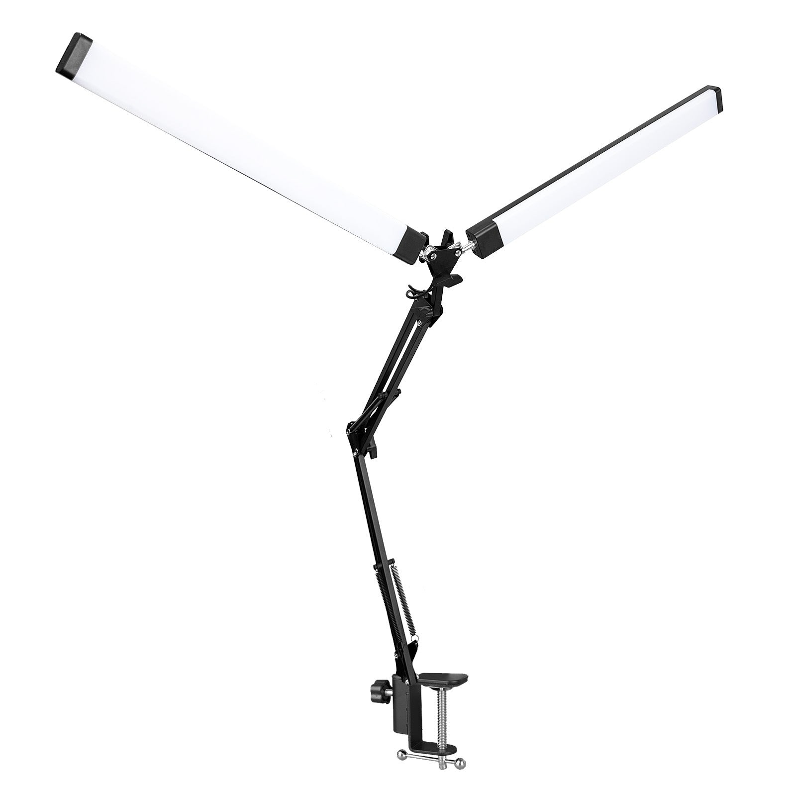 Long-arm clip double-head folding desk lamp