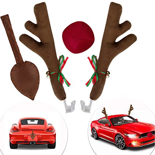 Christmas Car Antlers Short Plush Decorations